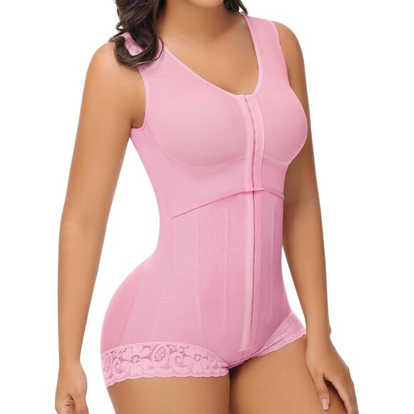 Women's Steel Bones Pink Stage Body Shaper Tummy Control Garment Shapewear